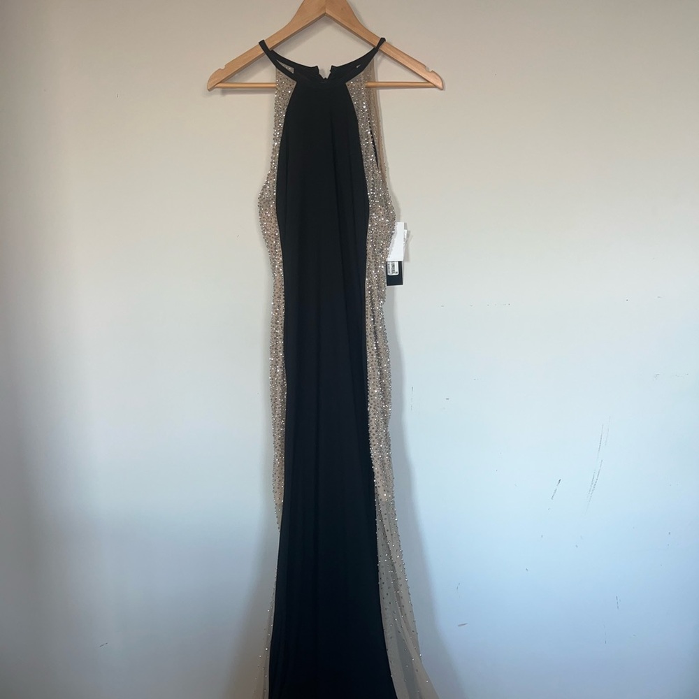 Formal Gown | Black & Nude Sparkly Dress | Diamonds | Maxi Length | Elegant
